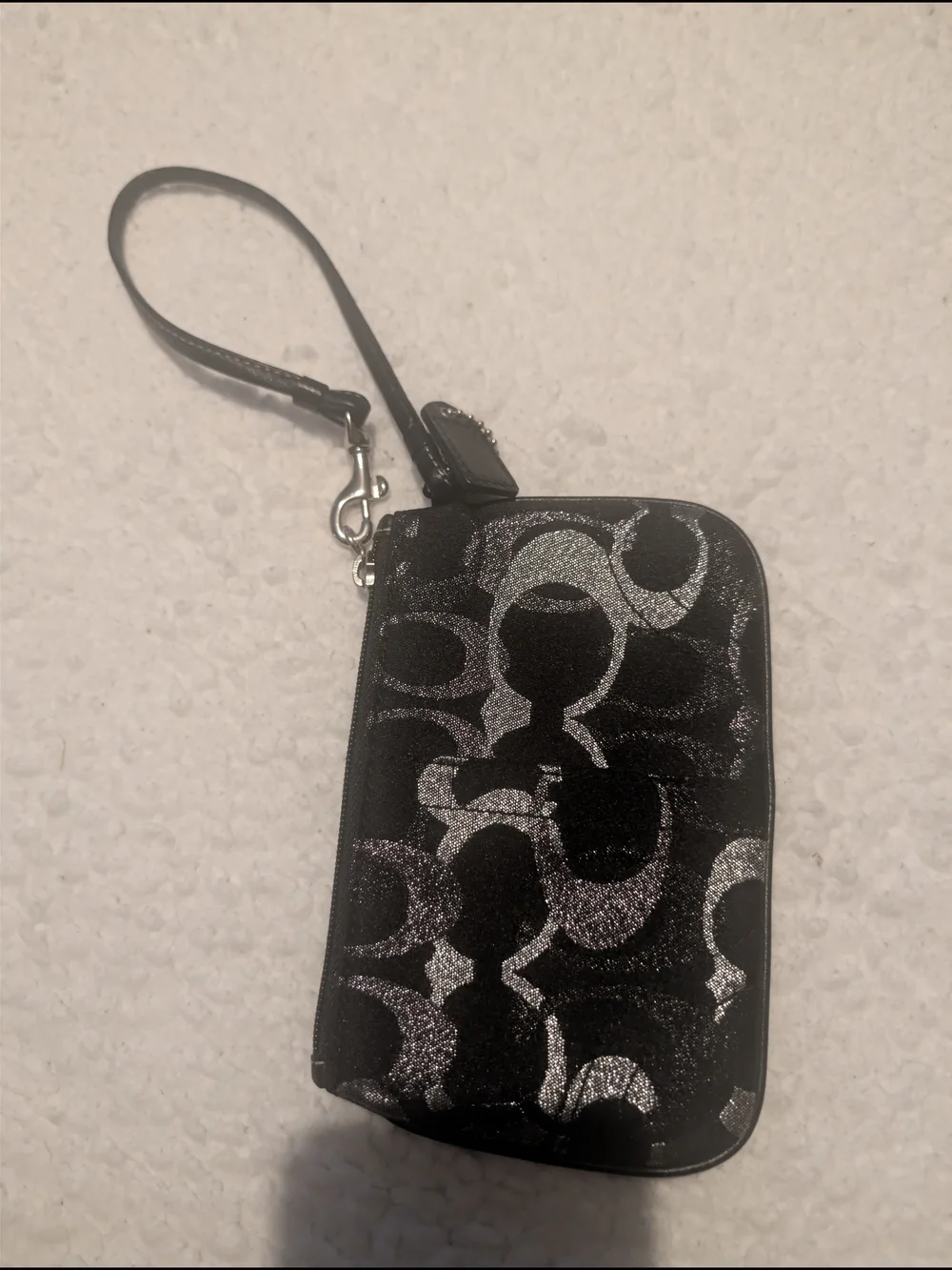 Coach Black Signature Glitter Wristlet